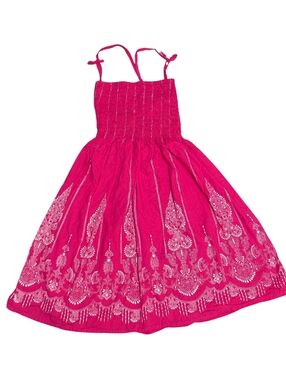 CYN by Cynthia Mehra Pink Boho Summer Sundress Adjustable Tie Shoulder Straps